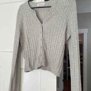 Solai Gray Ribbed Cardigan